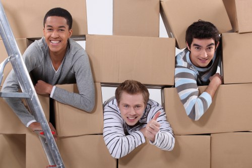 Business furniture and equipment prepared for a commercial move