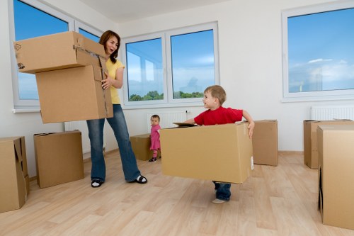 Packed moving boxes ready for transport by a Hithergreen removal company