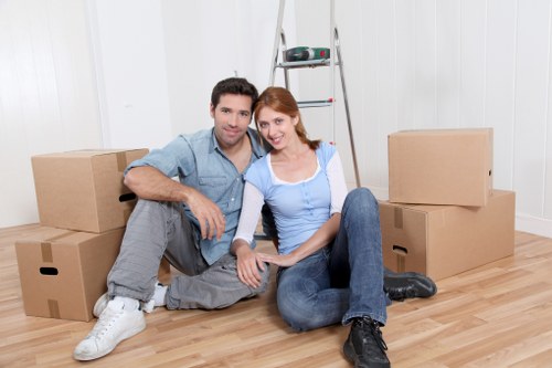Transporting office furniture through a commercial building in Hithergreen