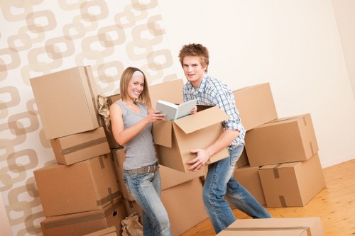 Planning a workplace move with labelled boxes and organised departments